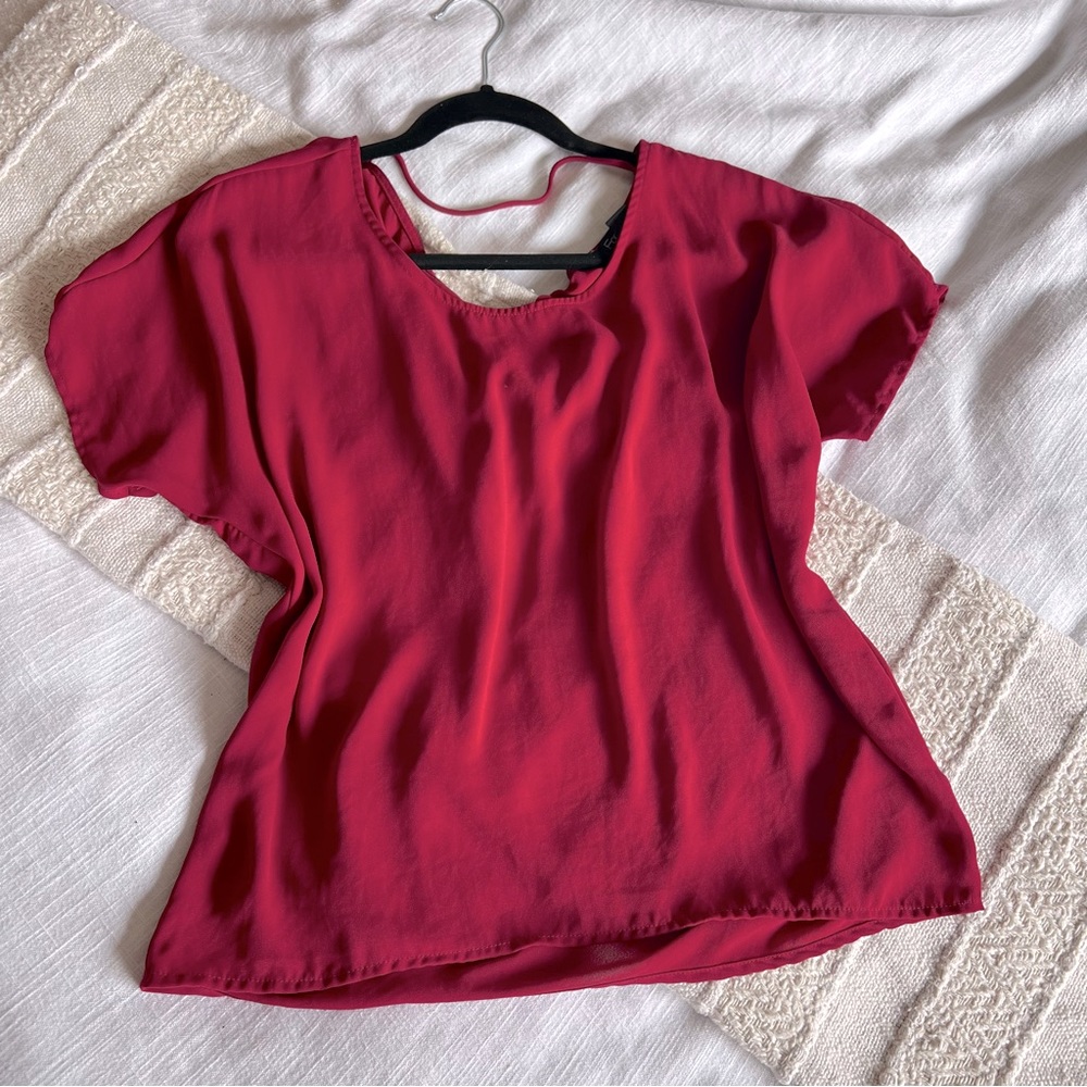 Magenta Forever21 Blouse with Cowl Draped Back